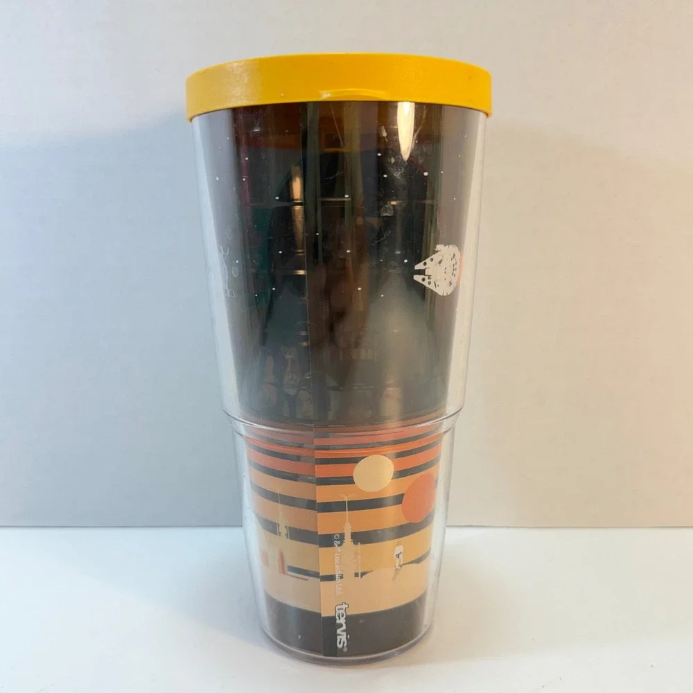 Tervis Tumbler Star Wars 24oz Yellow Lid Darth Vader Luke Skywalker Cup